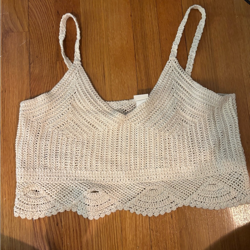 H & M Cream Crochet Women Top